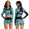 thumbnail image 4 of Lishi Geometric Two-Piece Swimsuit with UV Protection - Women's Long Sleeve Rash Guard and Shorts Set, 4 of 5