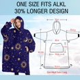 thumbnail image 4 of Oversized Wearable Blanket Hoodie,Blue Gold Sun Moon Pattern Sherpa Blanket Hoodie with Super Pockets,Super Warm Fuzzy Pullover for Women & Men, 4 of 6
