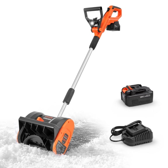VEVOR Electric Snow Shovel 20V 12" Battery-Powered Cordless Snow Blower, for Driveway Patio Deck, Includes 4Ah Battery and Charger, 20 ft Throw Distance, 60° Chute, LED Light & Adjustable Handle