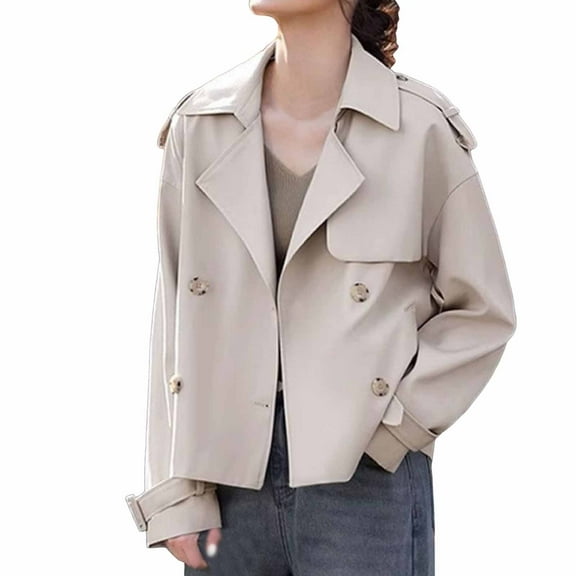 Women's Lightweight Double Trench Coat Mid Length Slim Fit Waisted Lapel Anorak Overcoat Stylish Comfortable Outerwear