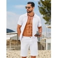 thumbnail image 4 of COOFANDY Mens Casual Button Down Shirts Short Sleeve Sweater Knit Polo Shirts Summer Vacation Tops, 4 of 6