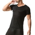 thumbnail image 2 of VSSSJ Men's Undershirt Short Sleeve V Neck Slim Fit Tee Tops Soft Solid Color Lightweight Basic T-Shirt Underwear Shirt for Men Black XL, 2 of 4