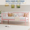 thumbnail image 3 of Twin Metal Daybed, Metal Sofa Bed Frame with Arched Headboard, Guest Sofa Bed with Steel Slat Support, No Box Spring Required, Easy Assembly, Pink, 3 of 8