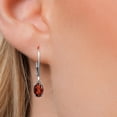 thumbnail image 3 of Gem Stone King 14K White Gold Red Garnet Earrings for Women | 1.74 Cttw | Gemstone January Birthstone | Oval 7X5MM, 3 of 6
