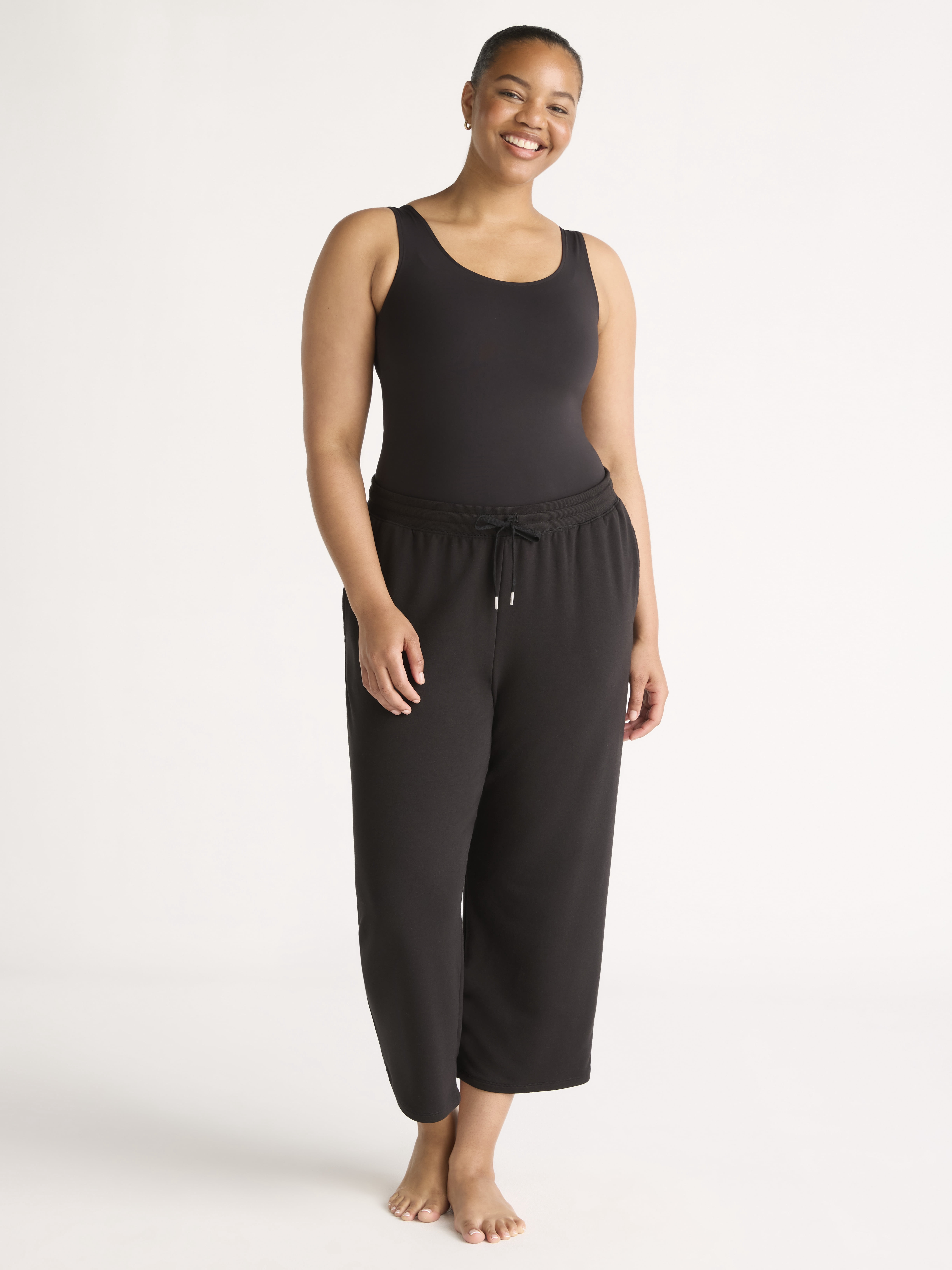 Joyspun Women's French Terry Capri Sleep Pants, 25'' Inseam, Sizes XS-3X