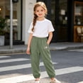 thumbnail image 4 of VeFlora Kids Girls Boys Harem Pants Elastic High Waist Long Pants Soft Lightweight Summer Harem Bloomers with Pockets(Green/4-5 Years), 4 of 7
