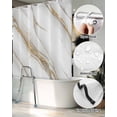 thumbnail image 5 of Split Shower Curtain for Transfer Bench, White Golden Marble Fabric Shower Curtains for Bathroom, Modern Abstract Art Marble Crack Tub Sliding Transfer Bench Waterproof Bath Curtains 72"x78", 5 of 9