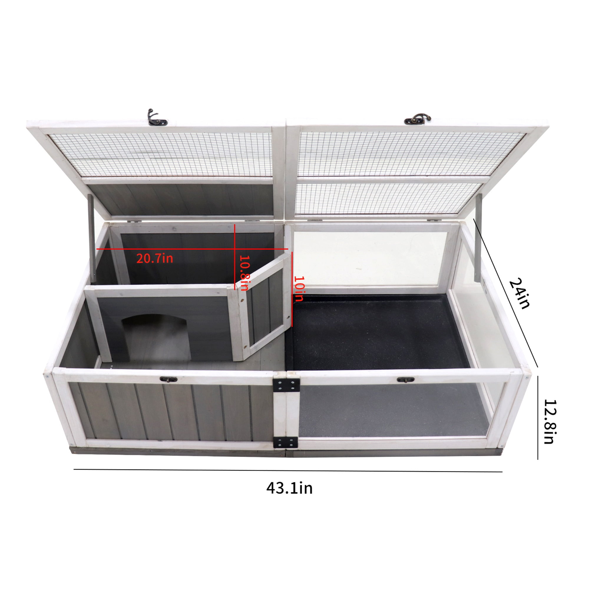 Pefilos 43" Outdoor Tortoise Habitat Wooden Tortoise House with Tray Indoor Turtle Enclosure for Small Animals Reptile Cage, Gray Pefilos 43" Outdoor Tortoise Habitat Wooden Tortoise House with Tray Indoor Turtle Enclosure for Small Animals Reptile Cage, Gray