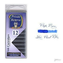 Private Reserve Ink 12 Pack Universal Size Fountain Pen Cartridge - Lake Placid Blue (PR-C02)