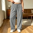 thumbnail image 6 of DYTTDG Women's High Waist Wide Leg Sweatpants, Solid Color Elastic Drawstring Waist Casual Pants with Side Pockets for Loungewear, 6 of 6