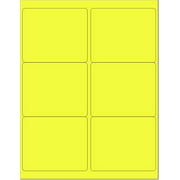 8-1/2 x 11" Neon Color High Light Fluorescent Labels for Laser & Inkjet Printer (Yellow Fluorescent, 4" x 3-1/3" - 6 Per Page | 600 Labels)