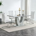 thumbnail image 6 of SUDICA 63" Rectangular Gray Faux Marble Dining Table, Glossy MDF Top with U-Shaped Base for Dining Room Kitchen, 6 of 7