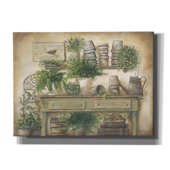 Epic Graffiti 'Potting Bench I' by Pam Britton, Canvas Wall Art, 54"x40"