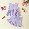 thumbnail image 3 of Hienoo Baby Girls Outfits Bow Ribbed Sleeveless Top Ruffles Shorts Set, Sizes 6M-4T, 3 of 6