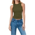 thumbnail image 3 of Frnrwgo Womens Summer Tank Tops, Round Neck Casual Vest, Solid Color Ribbed Pullover, 3 of 7