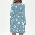 thumbnail image 4 of Women's Autumn Winter Long-sleeved Casual V-Neck Floral Print Midi Dress, Pocket-Free, Light Blue, Size S, 4 of 5