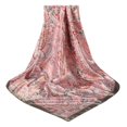 thumbnail image 3 of MRULIC Scarves for women Satin Cashew Flower Prints Square Scarf Grey + One size, 3 of 4