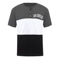thumbnail image 4 of Mens Round Neck Short Sleeve T Shirt Color Block Pullover Henley Shirts Men Fashion Casual Loose Oversize Tops (Dark Gray L), 4 of 5
