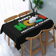 Happy Holi India Holiday Tablecloth 54 X 72 Inch Party Decoration Table Cover for Holiday Home Decor Family Picnic Dining