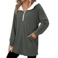 thumbnail image 5 of Horkkom Quarter Zip Pullover Women Long Sleeve V Neck Sweatshirt Casual Loose 1/4 Zip Pullover Sweatshirts with Pockets L, 5 of 7
