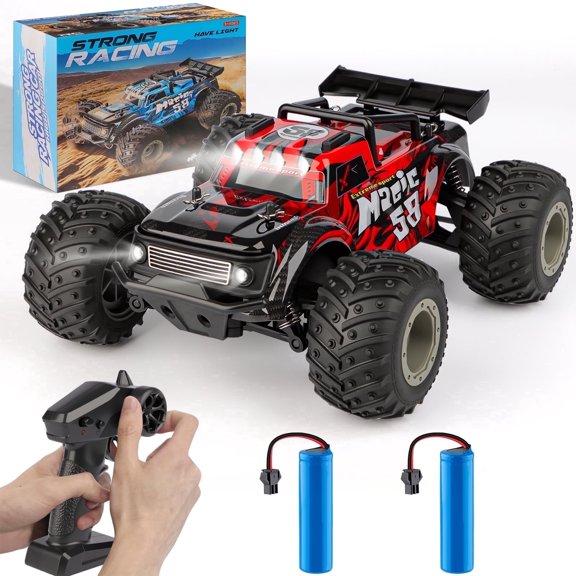 VKFVKF Remote Control Car, RC Car for Kids, RC Monster Truck with Lights & Headlights,All Terrain Off Road Vehicle, Gift for Boys/Girls