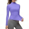 thumbnail image 4 of Weikingp Tight Fitting Shirts For Women，Scrub Undershirt Long Sleeve Crew Neck Gym Workout Tops Long Sleeve Shirts Going Out Tops Tight Shirts For Women Skin Tight Shirts Purple XL, 4 of 8