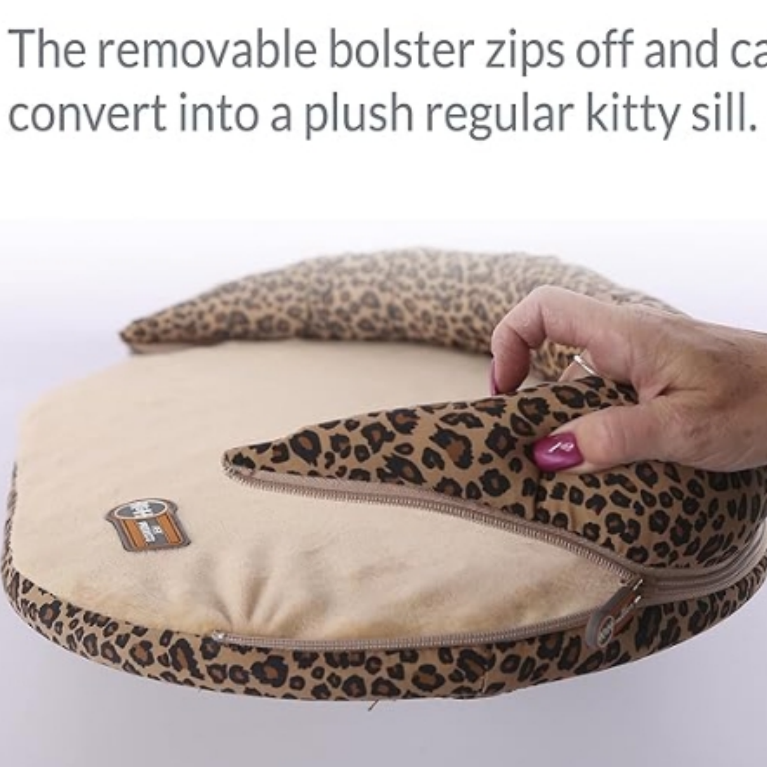 Bolster Kitty Sill Cat Window Perch Bed for Large Cats, Orthopedic Window Hammock Holds 40 lbs, Washable Cover, Indoor Windowsill Furniture Bed Seat - Tan/Leopard Unheated 14 X 24in