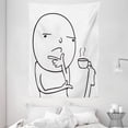 thumbnail image 1 of Humor Decor Tapestry, Thoughtful Meme Drinking Coffee with His Feet Why Icon Moody Day Artsy Graphic, Wall Hanging for Bedroom Living Room Dorm Decor, 60W X 80L Inches, Black White, by Ambesonne, 1 of 2