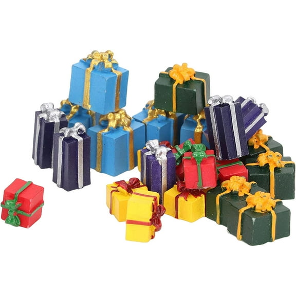 Adorable Mini Gift Box Models for Decor Made of Resin in Assorted Color 25 Pieces
