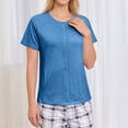 thumbnail image 6 of Mastectomy Shirts with Drain Pockets Post Shoulder Surgery Tops for Women Chemo Port Short Sleeve with Velcro Blue XL, 6 of 9