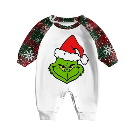 

Clearance Before Christmas！Gotyou Family Grinch Pajamas Christmas Prints Family Matching Long Sleeve Tops+Pants Set Family Matching Sets