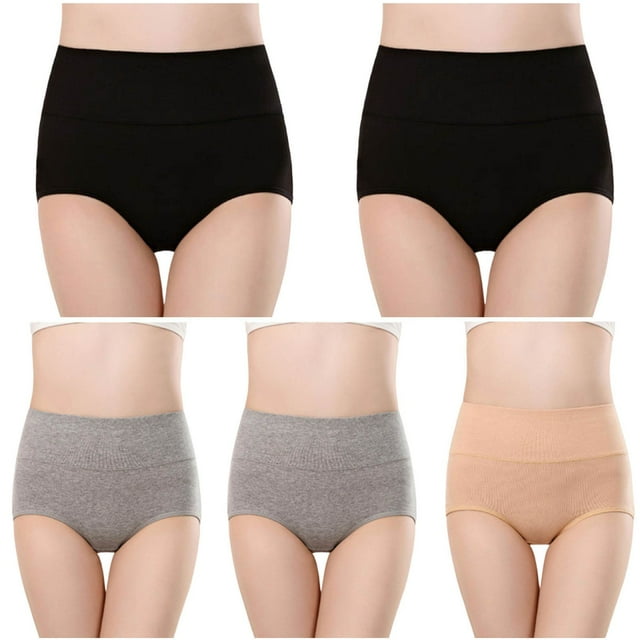 Plebaso Culottes en Coton Taille Haute pour Femmes, Couvrance Totale, Culottes pour Dames, Multipack, Tailles Régulières et Plus