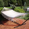 thumbnail image 3 of Sunnydaze 2-Person Woven Cotton Spreader Bar Hammock, 770 lb Capacity - Natural, 3 of 7