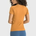 thumbnail image 5 of EHQJNJ Summer Clothes for Women 2024 Vacation Trendy Sexy Basic Round Neck Short Sleeve T Shirt Solid Form Fit Workout Yoga Sports Tee Shirt Casual Top Velvet Blouses for Women, 5 of 6