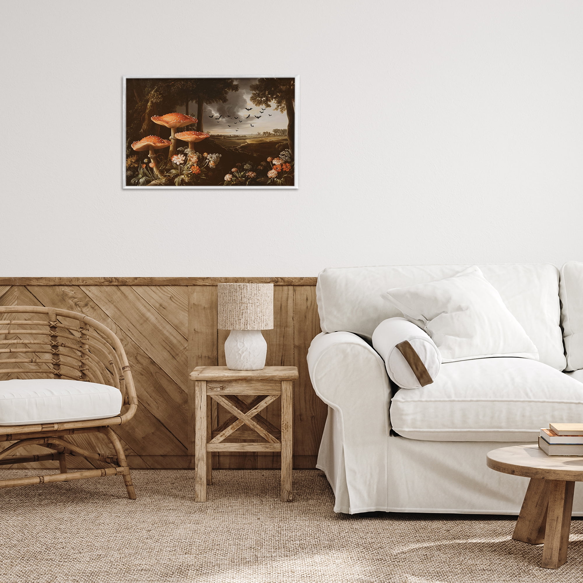 Stupell Industries Bats in Autumn Forest White Framed Giclee Art, design by Jacky Ngan