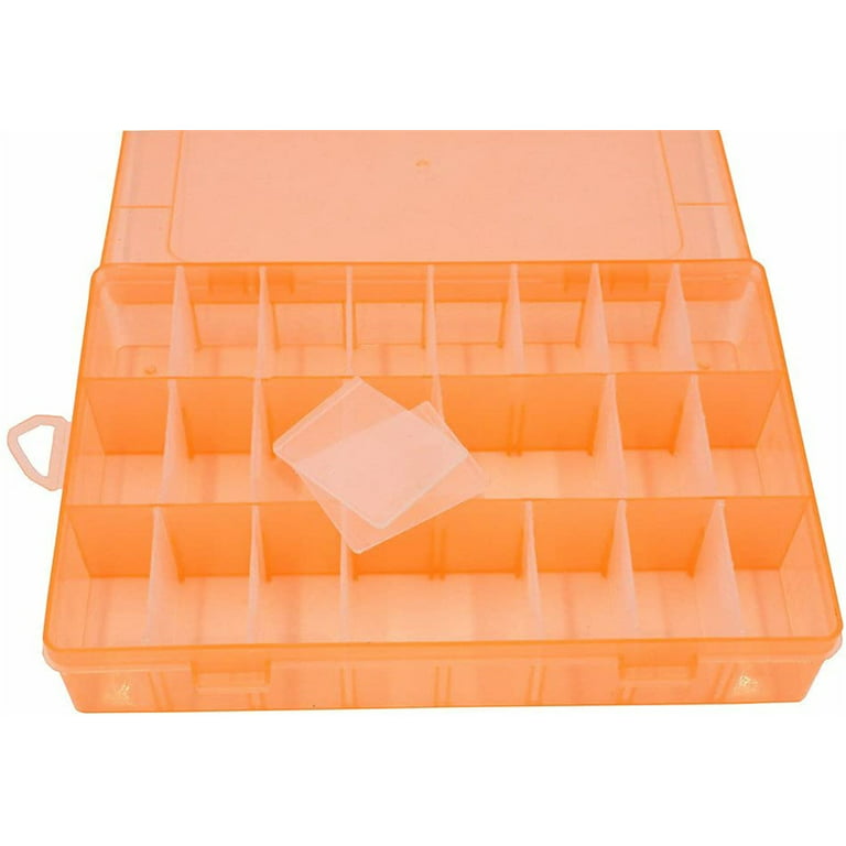 CRASPIRE 12 pcs 12 Packs 6 Compartment Plastic Storage Box, Orange Clear Beads  Storage Containers Rectangle Craft Compartment Storage Box for Beads  Jewelry Organizer