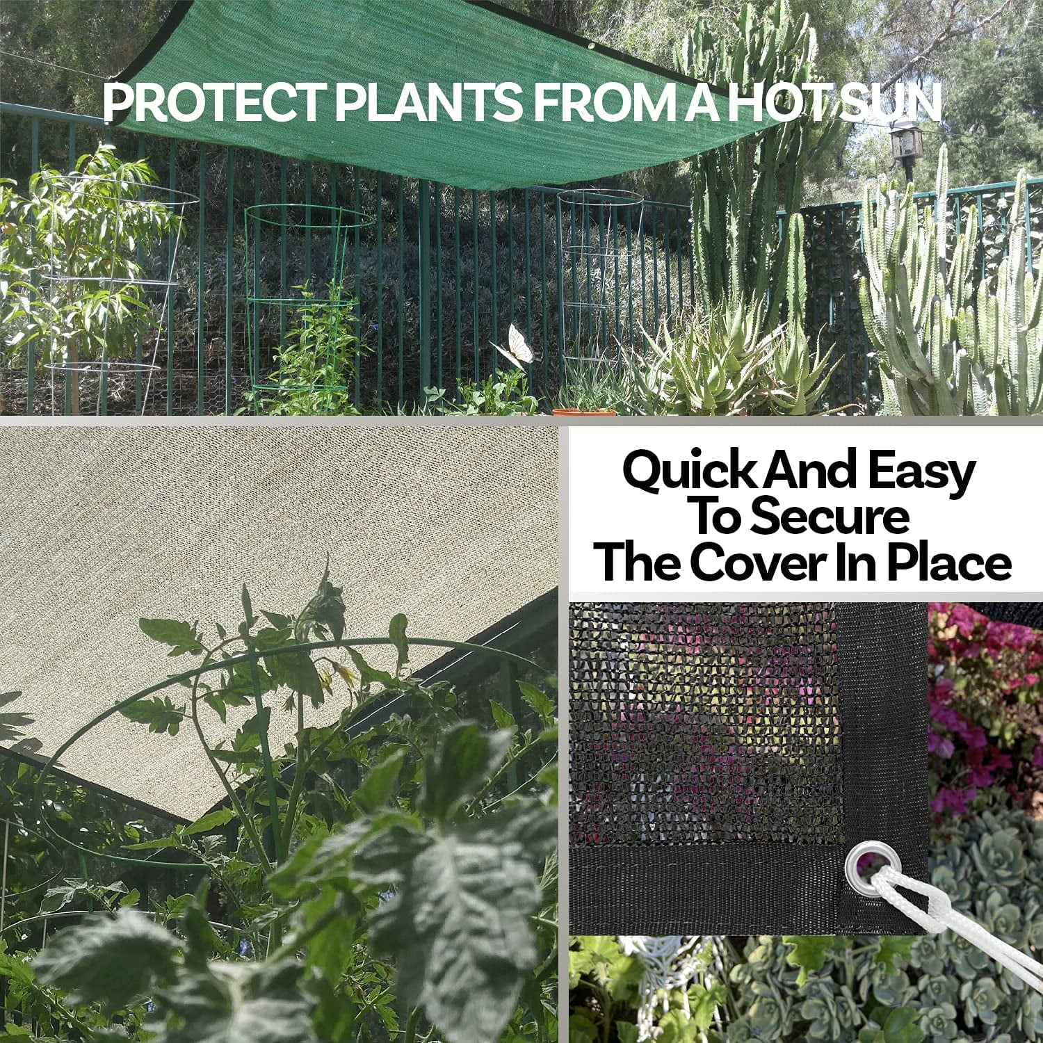40% Sunblock Shade Cloth with Grommets - Garden Netting Sun Cover for Patio Plants Black (6' x 4')