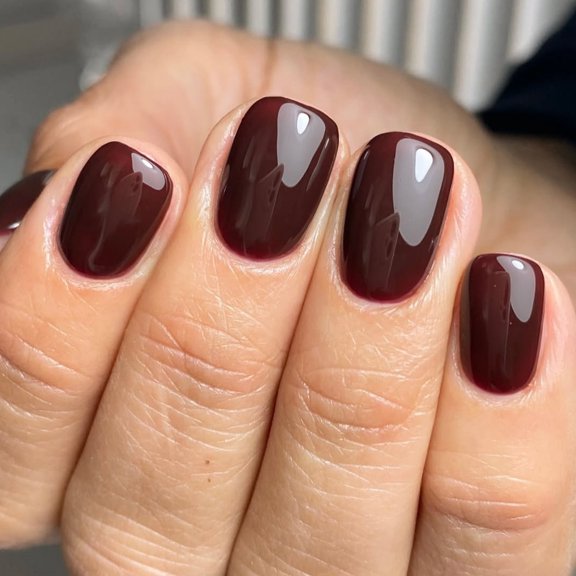 Short Square 24Pcs Wine Red Fake Nails in 12 Sizes Glossy False Nails Acrylic on Nails for Women