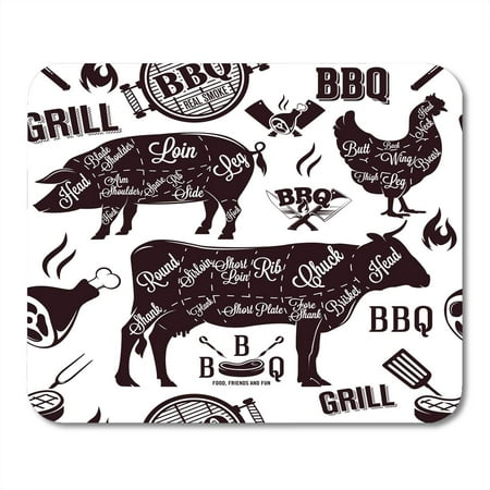 KDAGR BBQ Meat Cuts and Barbecue Beef Cow Butcher Brisket Organic Mousepad Mouse Pad Mouse Mat 9x10