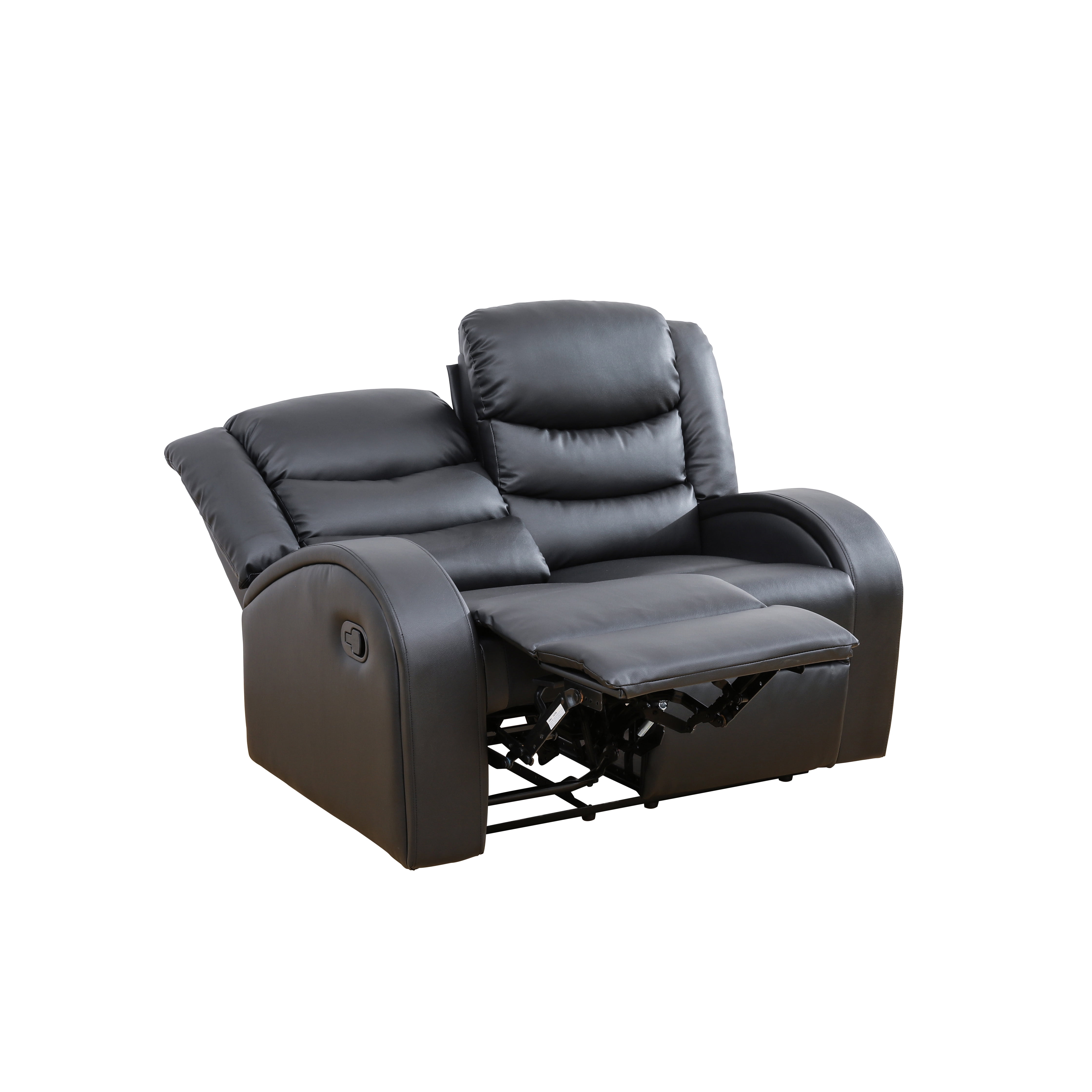 Gewnee Black Loveseat, Air Leather & High-Elastic Sponge, Adjustable Recline, Perfect for Living Rooms