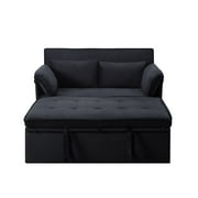Gewnee 46 Velvet Convertible Sleeper Sofa Bed with Pull-Out Futon Couch for Small Spaces, Apartment & Living Room - Black
