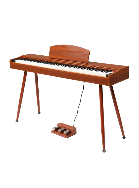 Zimtown 88 Key Keyboard Piano Weighted Action, Digital Piano with 3-Pedal Unit, Removable Music Stand, Stereo Headphone, Retro Dustproof Cloth and MIDI Connection