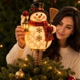 thumbnail image 4 of 3D Lighted Christmas Tree Topper Collection, Snowman Tree Topper, LED Warm White Twinkling Lights, Indoor Home Decor, Vintage Holiday Ornament, 4 of 7