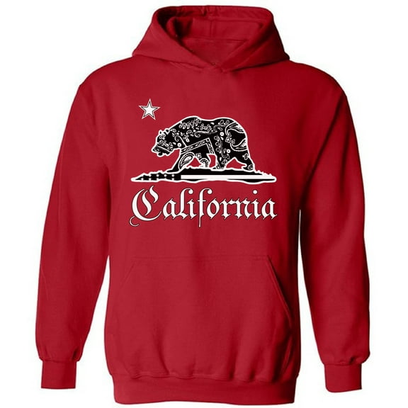 California Bandana Bear Unisex Hooded Sweatshirt - USA State California Republic - Funny Cali Hoodie for Women for Men