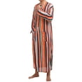 thumbnail image 6 of IBTOM CASTLE Men's Muslim Thobe Long Sleeve Striped Robe Gown Arab Islamic Kaftan Abaya Dress Middle East Dubai Ramadan Clothing 2XL Orange, 6 of 8