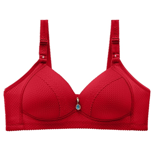 IROINNID Discount Full Coverage Bra for Women Plus Size Push Up Bowknot Printing Comfortable Hollow Out Bra Underwear No Rims,Red