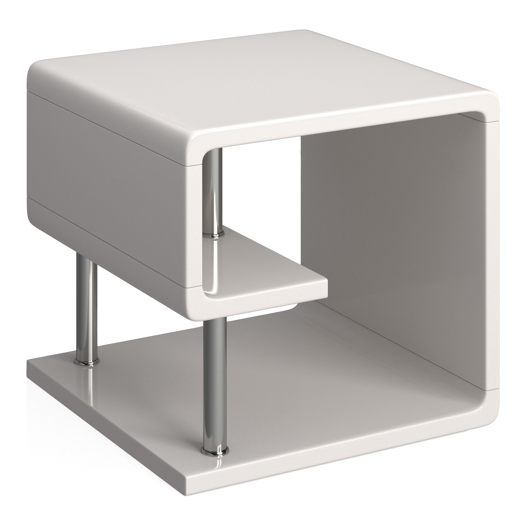 Furniture of America Locke Storage End Table, Glossy White