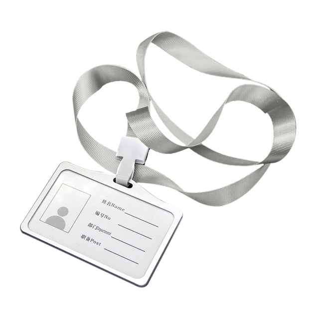 Amdohai Horizontal Transverse Aluminum Alloy ID Name Card Case Business Work Card Badge Holder with Lanyard