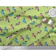thumbnail image 1 of Soimoi Green Heavy Canvas Fabric Rufous Flycatcher Bird Printed Craft Fabric by the Yard 58 Inch Wide, 1 of 3