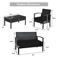 thumbnail image 3 of Costway 4 PCS Outdoor Patio Rattan Furniture Set Cushioned Sofa Coffee Table Garden Deck, 3 of 10